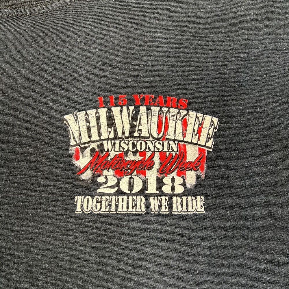 Milwaukee Shirt Adult XL Black Wisconsin‎ Motorcycle Week 115 Years Tee VTG Y2K - Picture 4 of 11